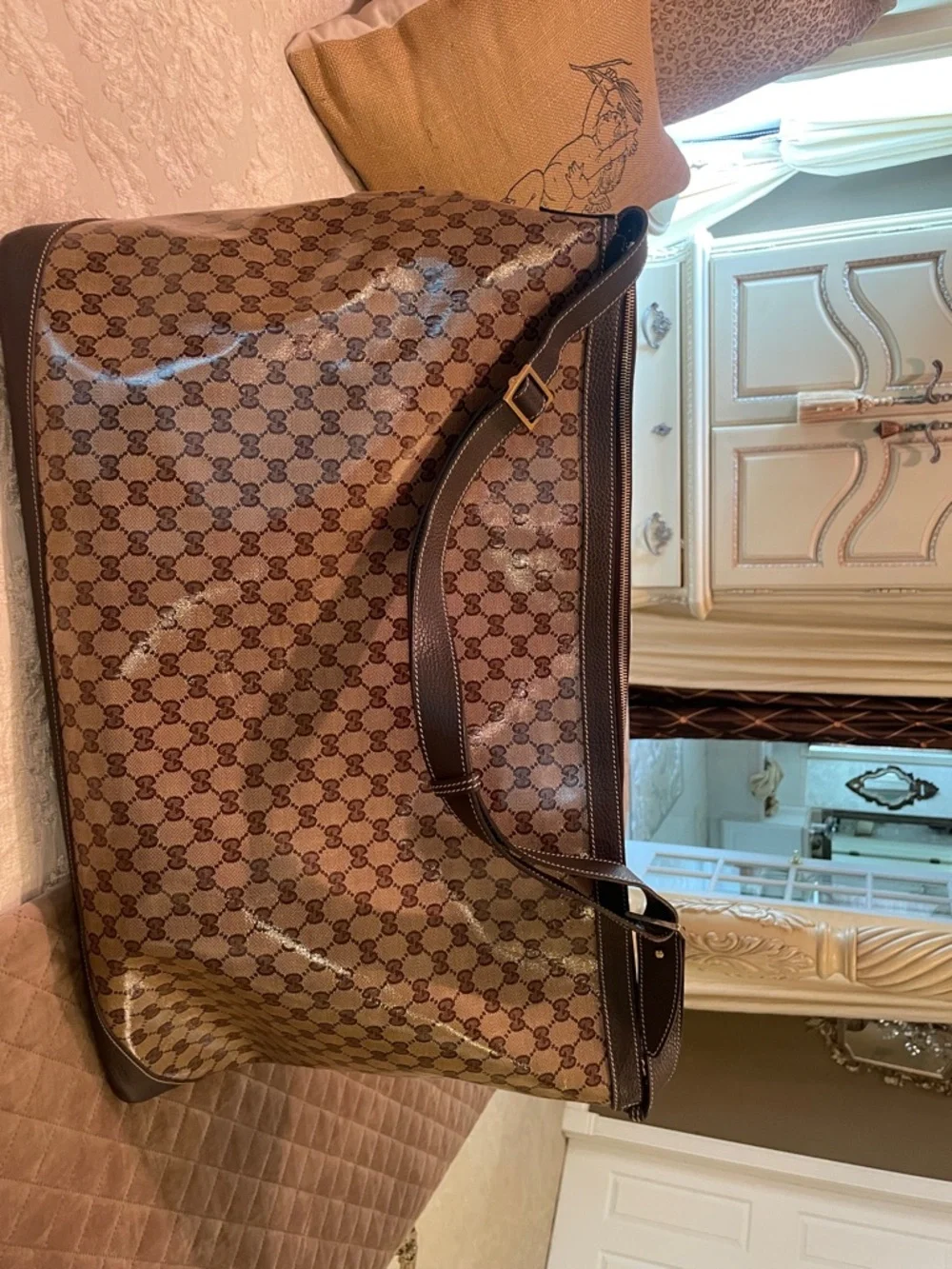 Gucci Brown Monogram Coated Canvas Travel Tote